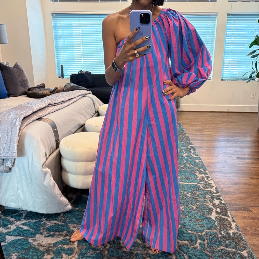 Striped One-Shoulder Maxi Dress